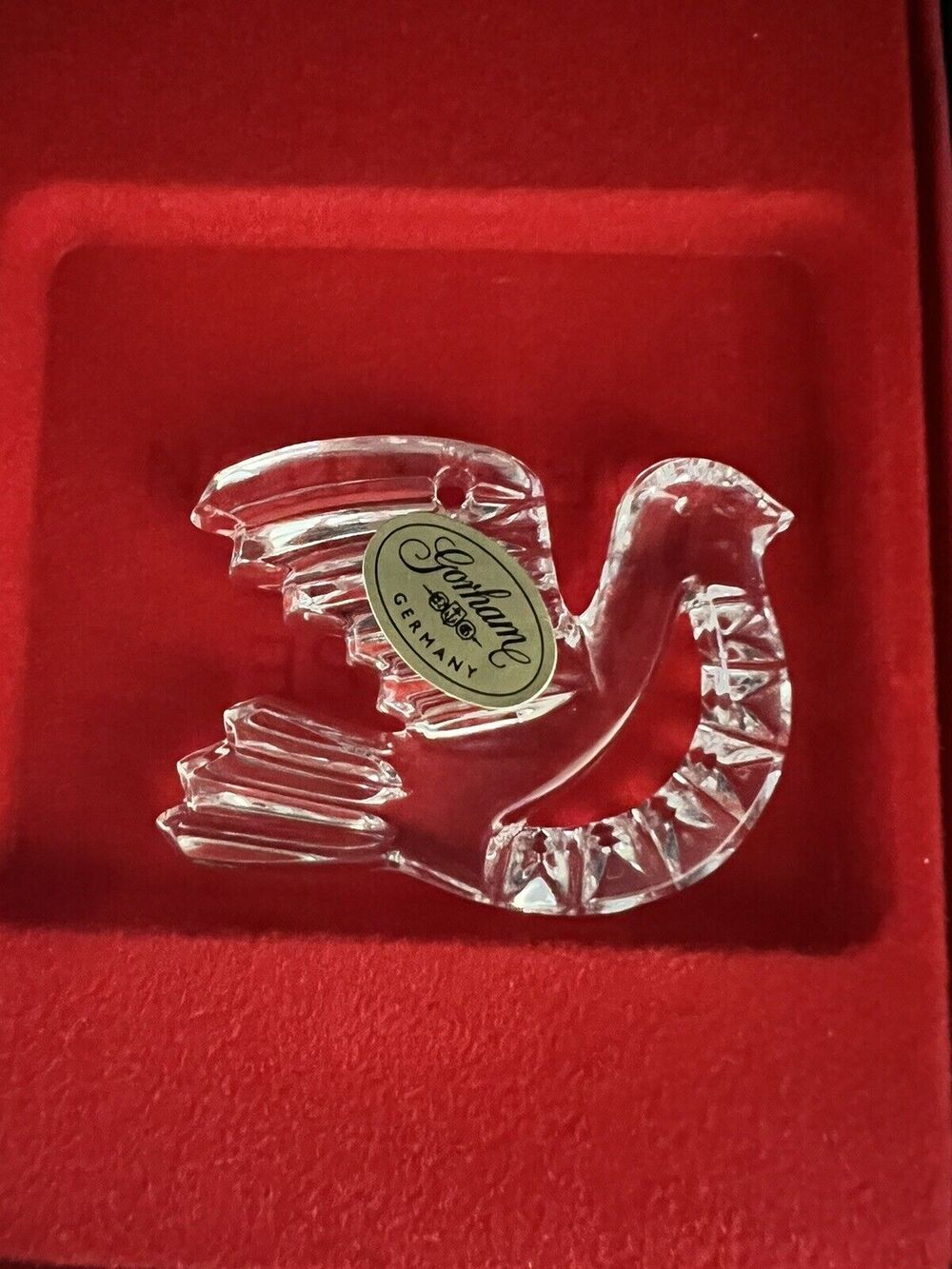 Vtg 1997 GORHAM Holiday Dove Crystal Ornament Original Box M/I Germany C537